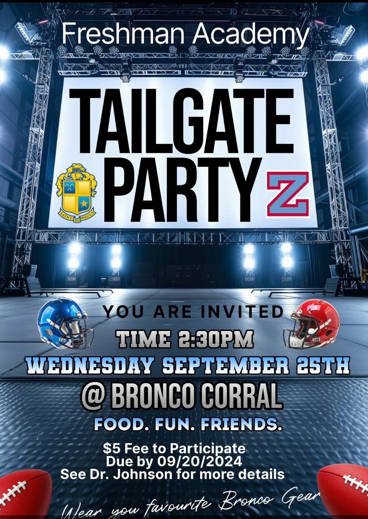 ZHS Freshman Academy Tailgate Party