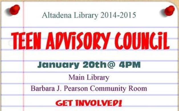 Library Teen Advisory Council meets Jan. 20 | Altadena Point
