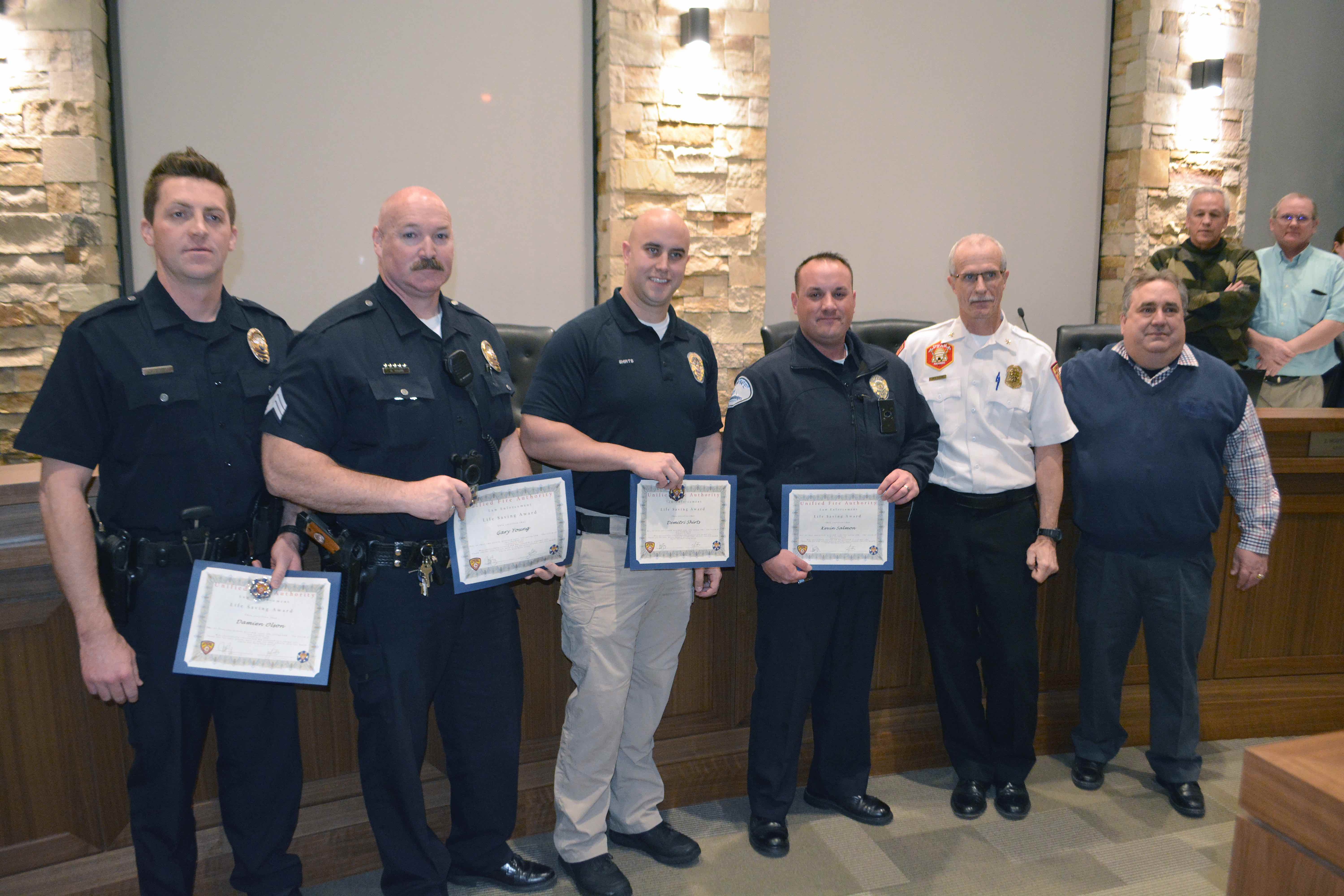 CHPD officers recognized by local firefighters Cottonwood Heights Journal