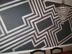This modern geometric design becomes the dining rooms focal point
