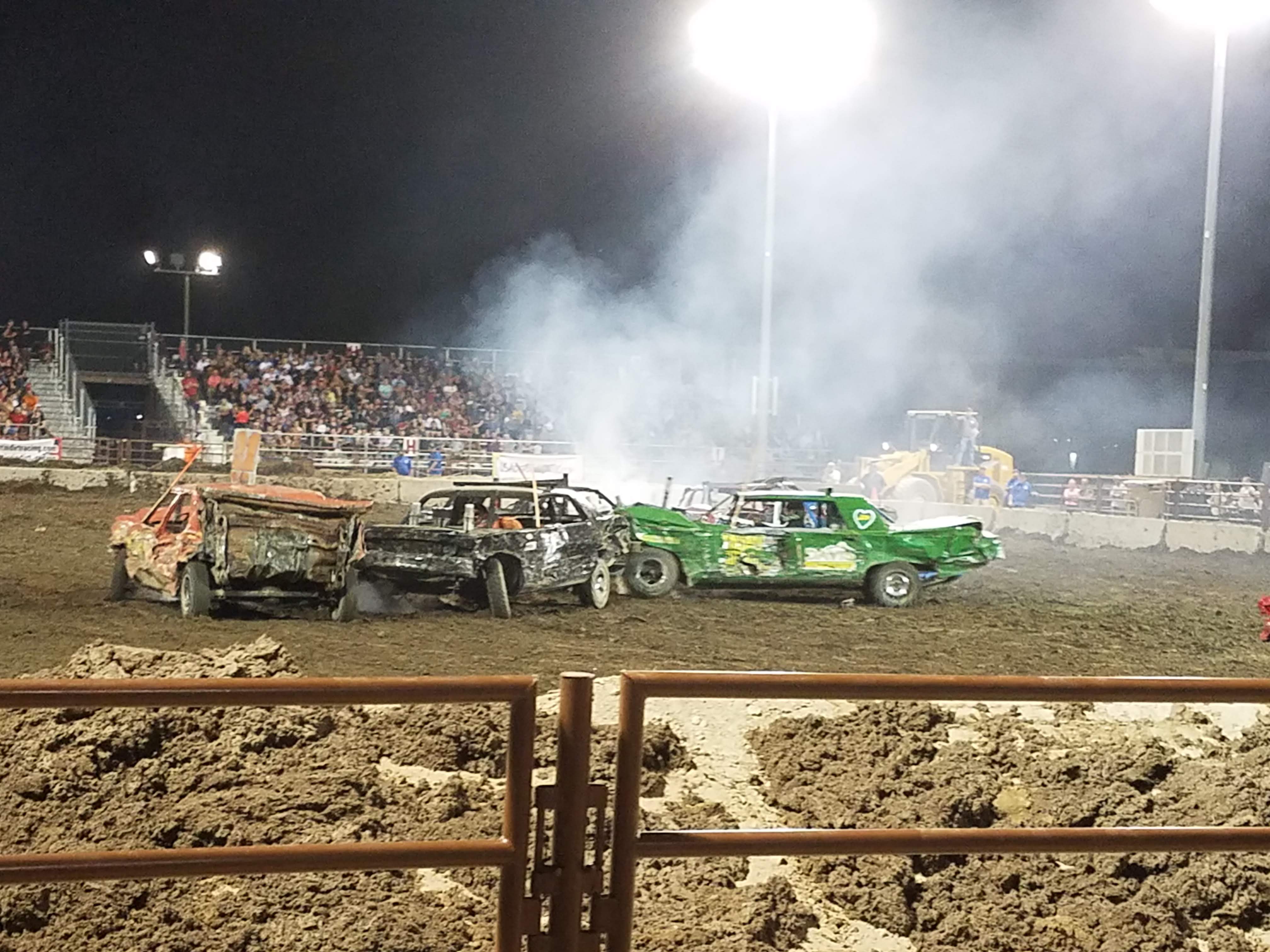 Demolition derby steers autumn season in, towing busted metal out