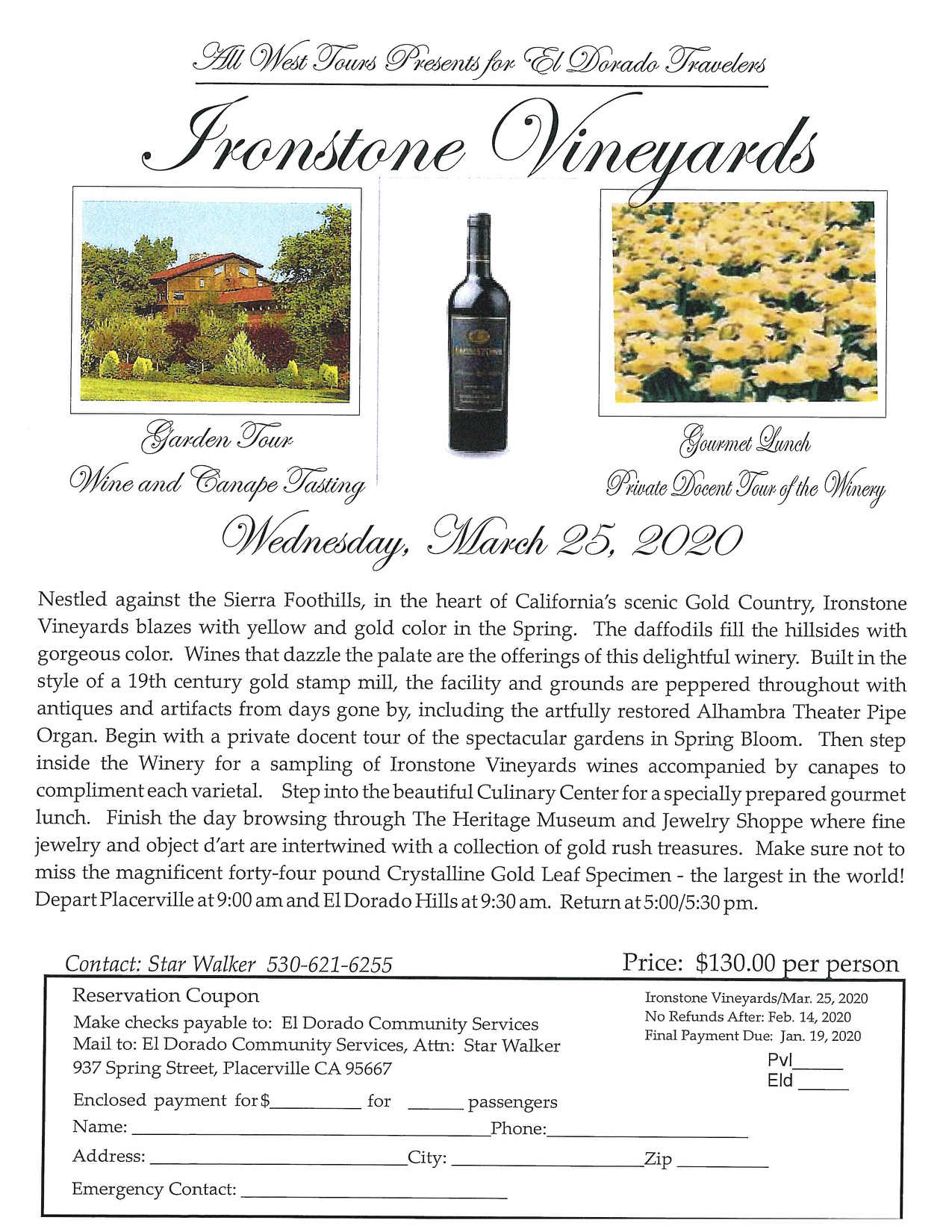 Murphys Event Ironstone Vineyards Tour for El Dorado County Seniors