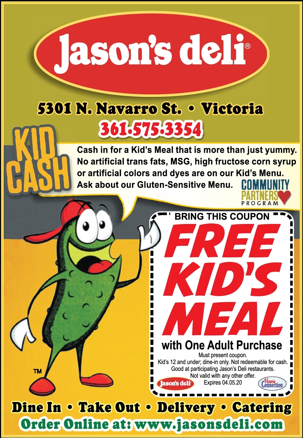 Kids Eat for Free at Jason's Deli in Victoria With This Coupon