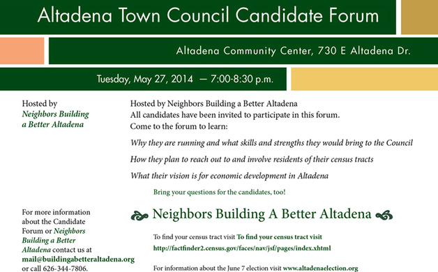 NBBA hosts candidate forum May 27 | Altadena Point
