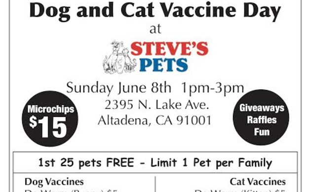Dog and cat vaccine day at Steve’s Pets June 8 | Altadena Point