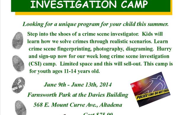 Still some room in teen CSI Camp | Altadena Point