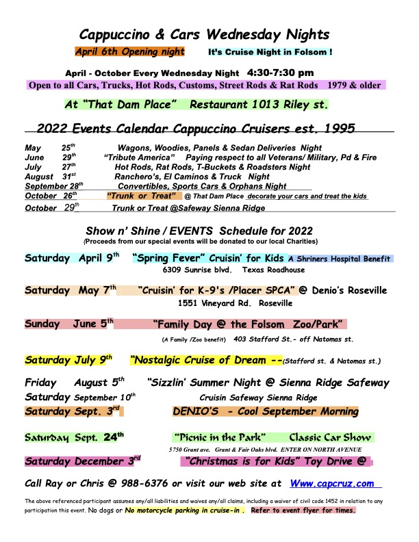 Folsom Event Cappuccino Cruisers present a Family Fun Day at the