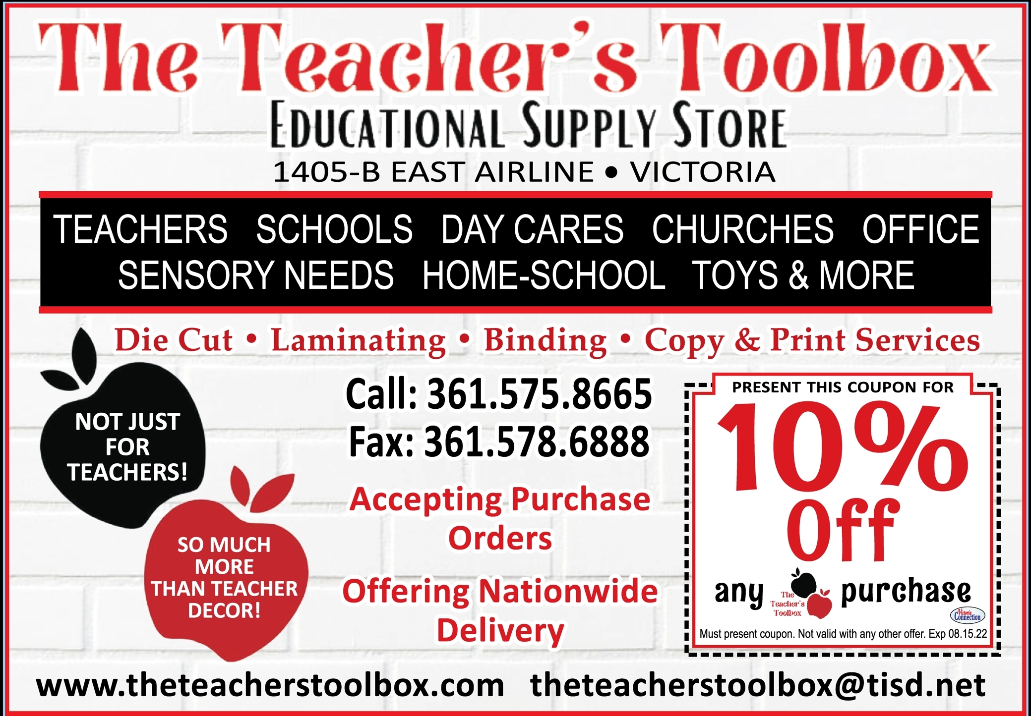 Here's your coupon! Save at The Teacher's Toolbox & Toy Store in