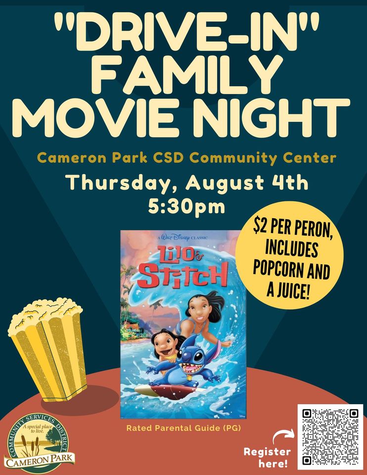 Cameron Park Event Box Car Movie NightLilo & Stitch