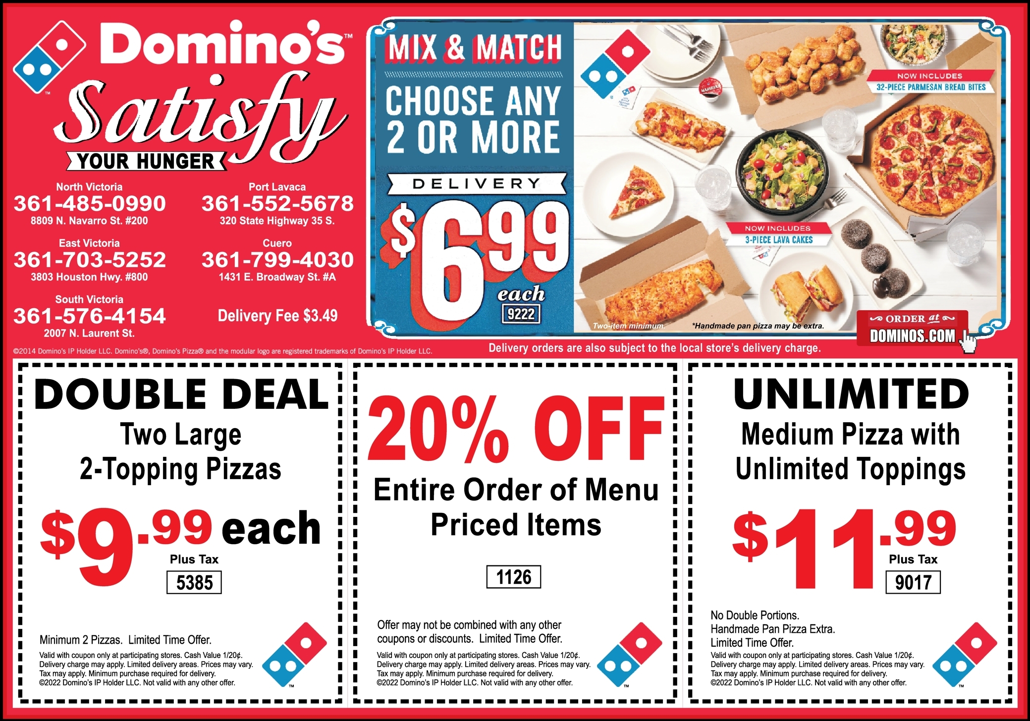 TWO 2Topping Pizza's only 9.99 Domino's Pizza in Victoria; New Look, New Experience