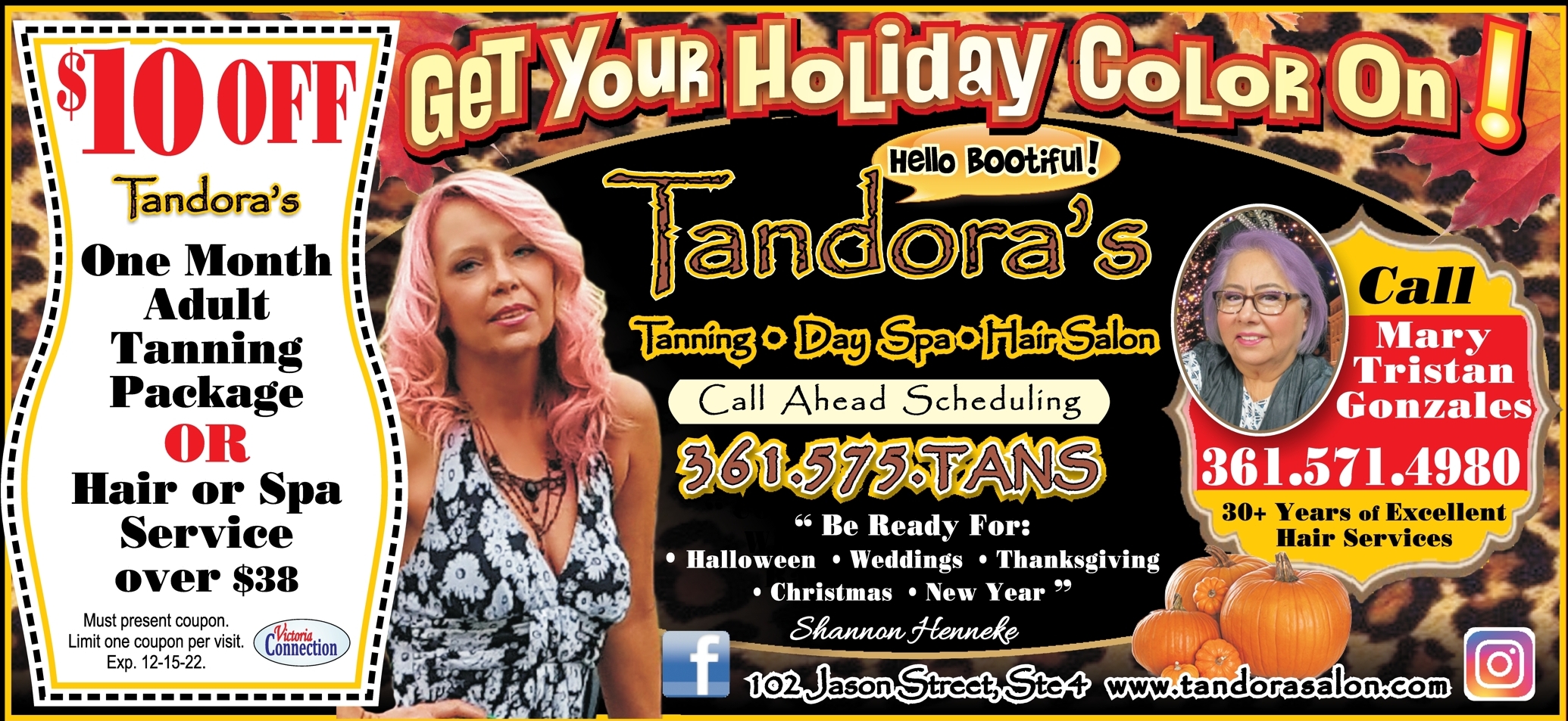 Exceptional Tanning, Hair & Spa Services at Tandora's in Victoria Save With These Coupons From