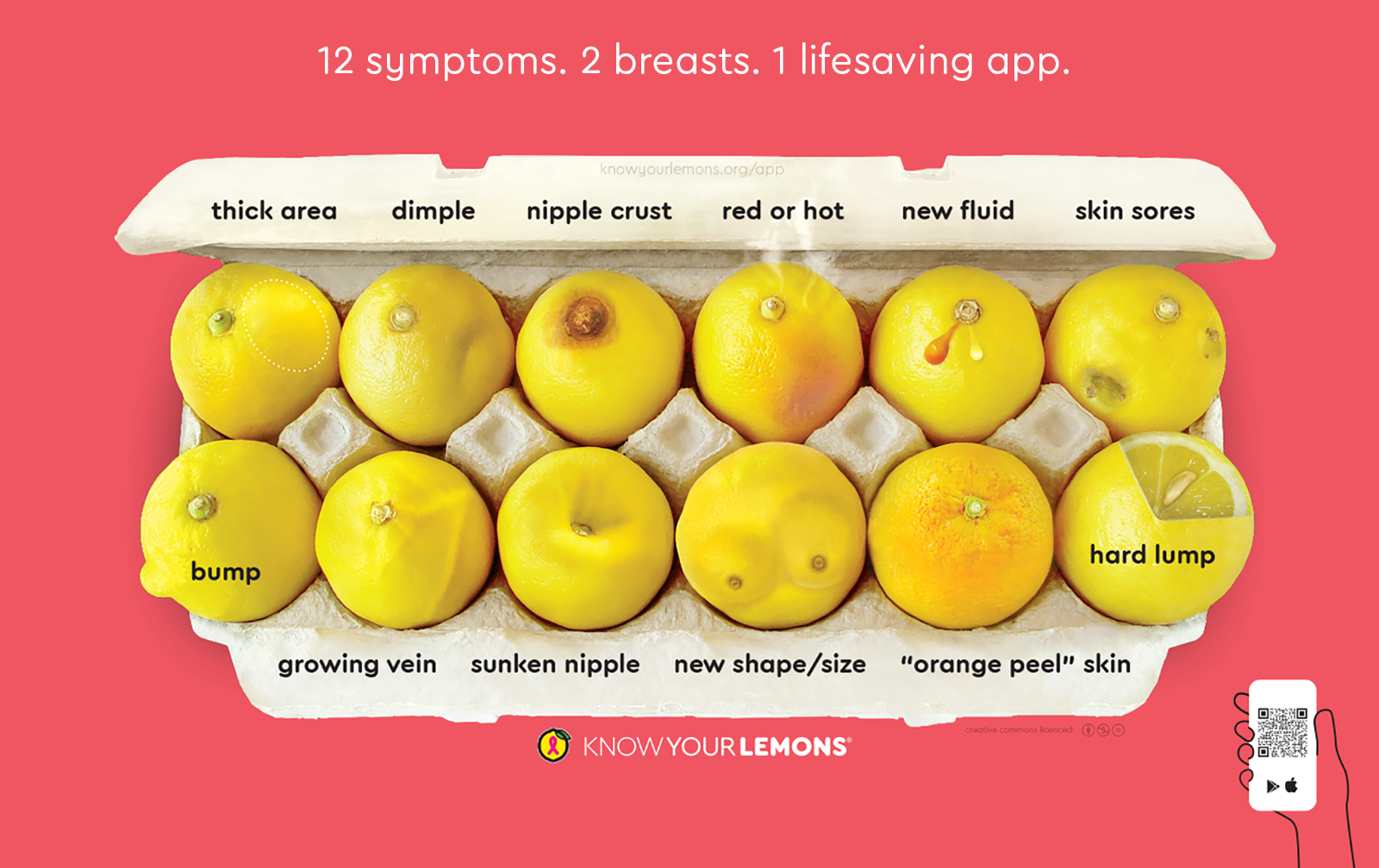 Know Your Lemons highlights 12 symptoms of breast cancer to