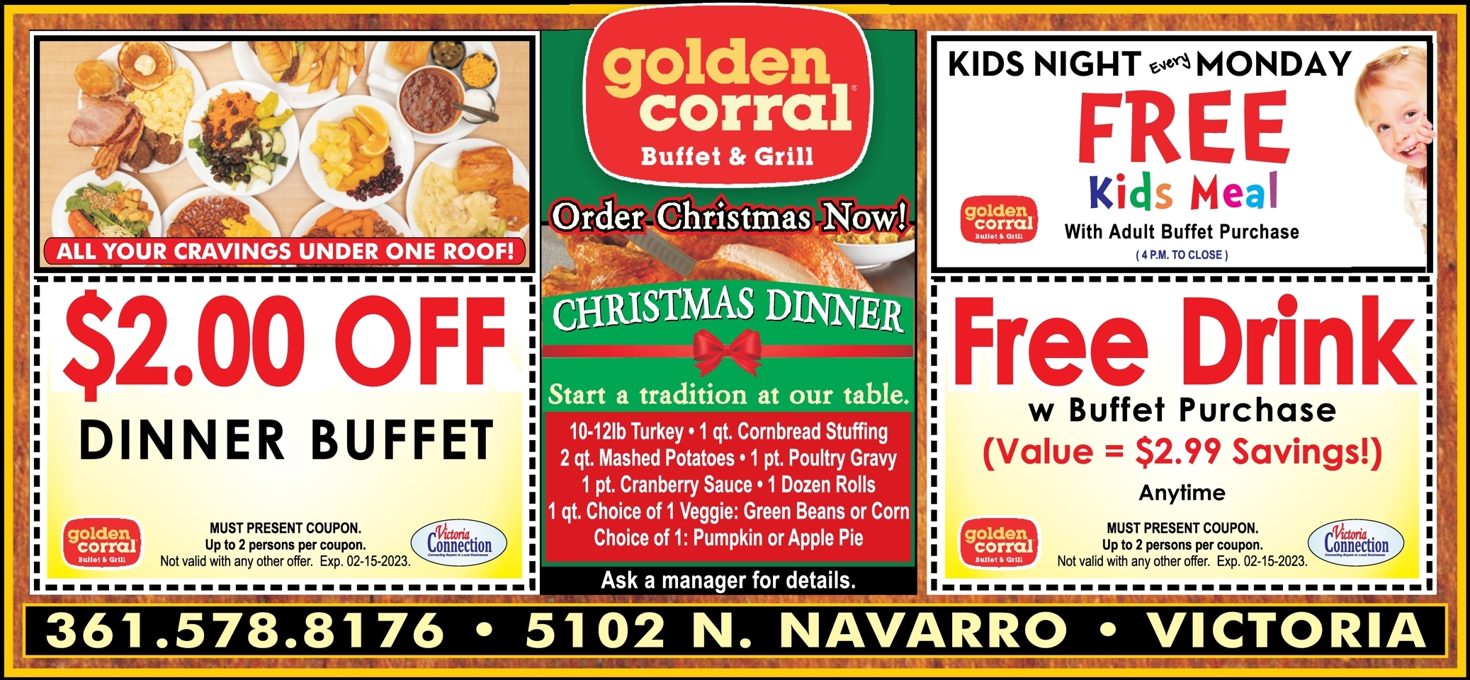 Free Kids Meal and Savings on Adult Buffet purchases at your local Golden  Corral in Victoria! | Victoria+Crossroads Connection Magazine